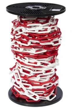 10mm RED & WHITE Plastic Link Chain X 20mtr Reel