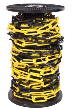10mm YELLOW & BLACK Plastic Link Chain X 20mtr Reel