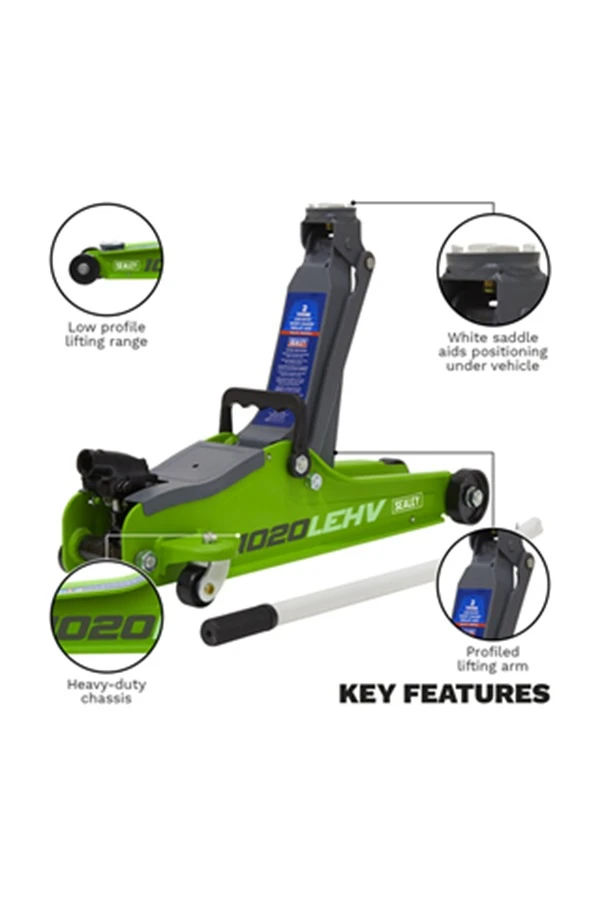 Sealey 1020LEHV 2tonne Low Profile Short Chassis Trolley Jack Hi-Vis Green 6 Sealey 1020LEHV 2tonne Low Profile Short Chassis Trolley Jack Hi-Vis Green - Image 4