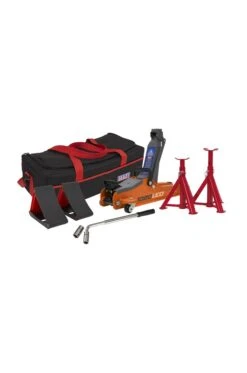 Sealey 2tonne Low Entry Short Chassis Orange Trolley Jack, Accessories & Bag Combo -Router Shop sealey 2tonne low entry short chassis orange trolley jack accessories bag combo 2