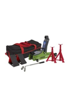 Sealey 2tonne Low Entry Short Chassis Trolley Jack, Accessories & Bag Combo