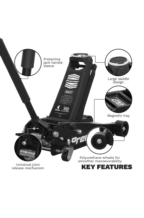 Sealey 4040AB 4tonne Low Profile Black Trolley Jack With Rocket Lift 5 Sealey 4040AB 4tonne Low Profile Black Trolley Jack With Rocket Lift - Image 3